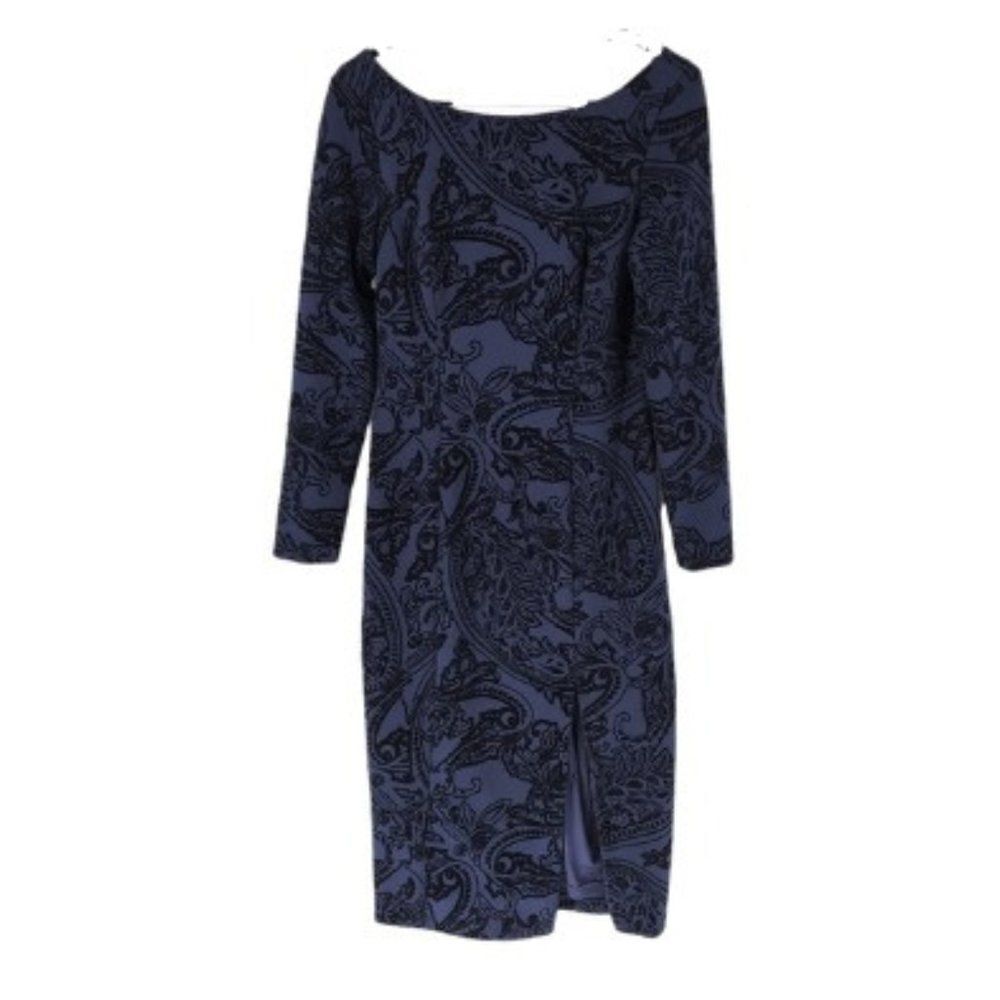 Adrianna Papell Women's Paisley Long Sleeve Midi Dress - 6